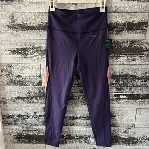 NWT Roxy Purple Leggings with Pink Side Panels